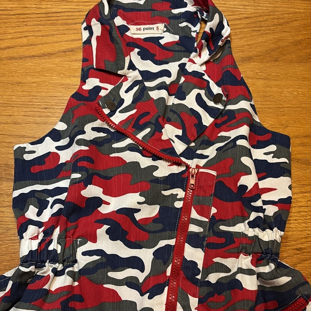 EUC Sz S 36 Point 5 Red, Blue, green and White Camouflage Tank dress
